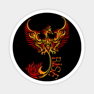 Rise up like a Phoenix from the ashes. Gold and Red Phoenix in a Tribal / Tattoo Art style Magnet